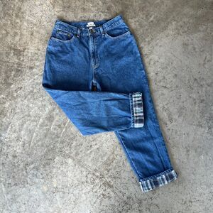 L.L. Bean Flannel Lined Jeans Double L Original Relaxed Fit High Rise Women's 14